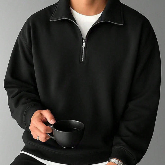 Men’s Retro Lapel Sweatshirt – Loose Casual Trendy Top