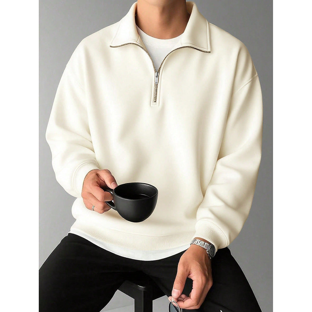 Men’s Retro Lapel Sweatshirt – Loose Casual Trendy Top