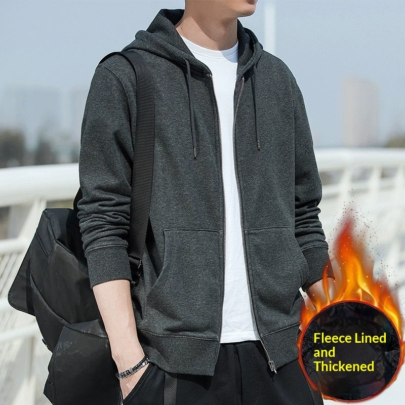 Men’s Solid Color Hoodie – Autumn & Winter Sweater Top