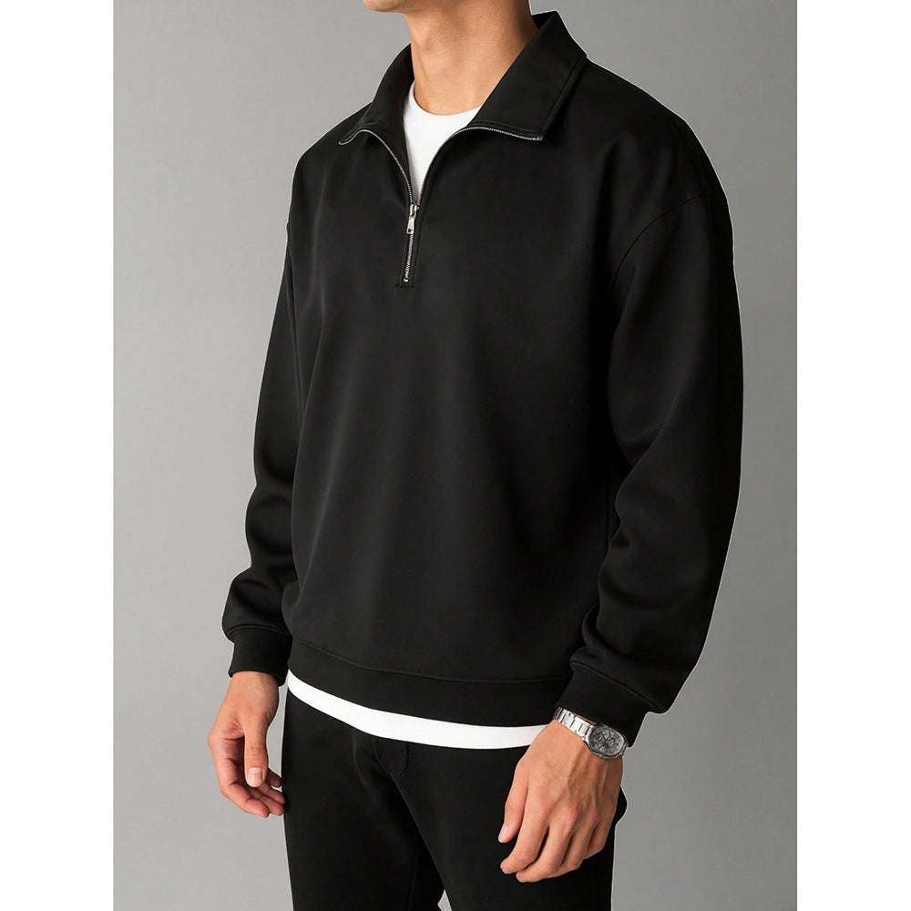 Men’s Retro Lapel Sweatshirt – Loose Casual Trendy Top