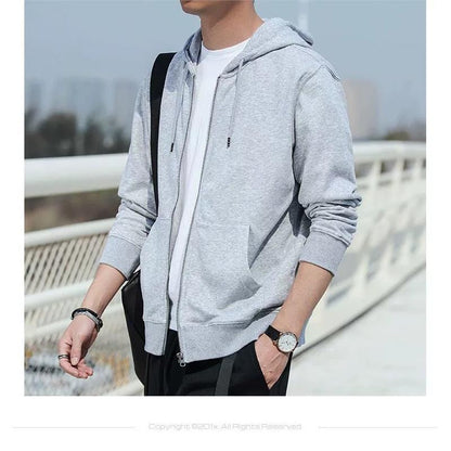 Men’s Solid Color Hoodie – Autumn & Winter Sweater Top
