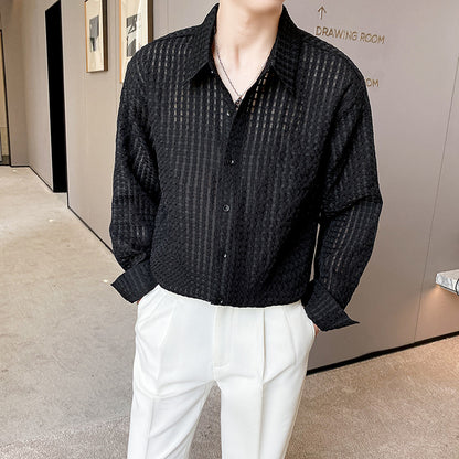 Loose Draping Inner White Plaid Shirt