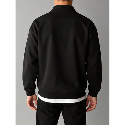 Men’s Retro Lapel Sweatshirt – Loose Casual Trendy Top