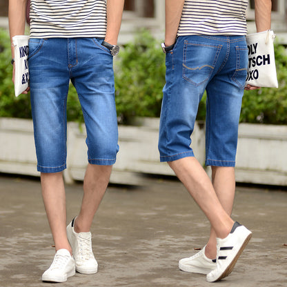Men’s Casual Cropped Denim Shorts – Lightweight Summer Pants