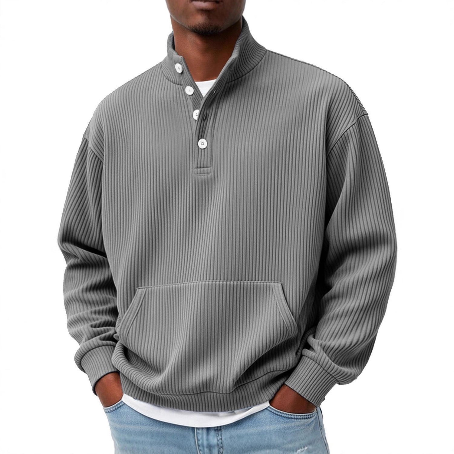 Men’s Long Sleeve Turtleneck Sweater – Solid Color Casual Pullover
