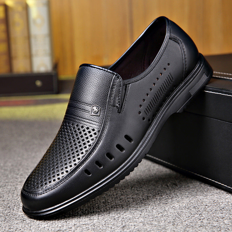 Men’s Casual Leather Shoes – Soft Sole Non-Slip Round Toe