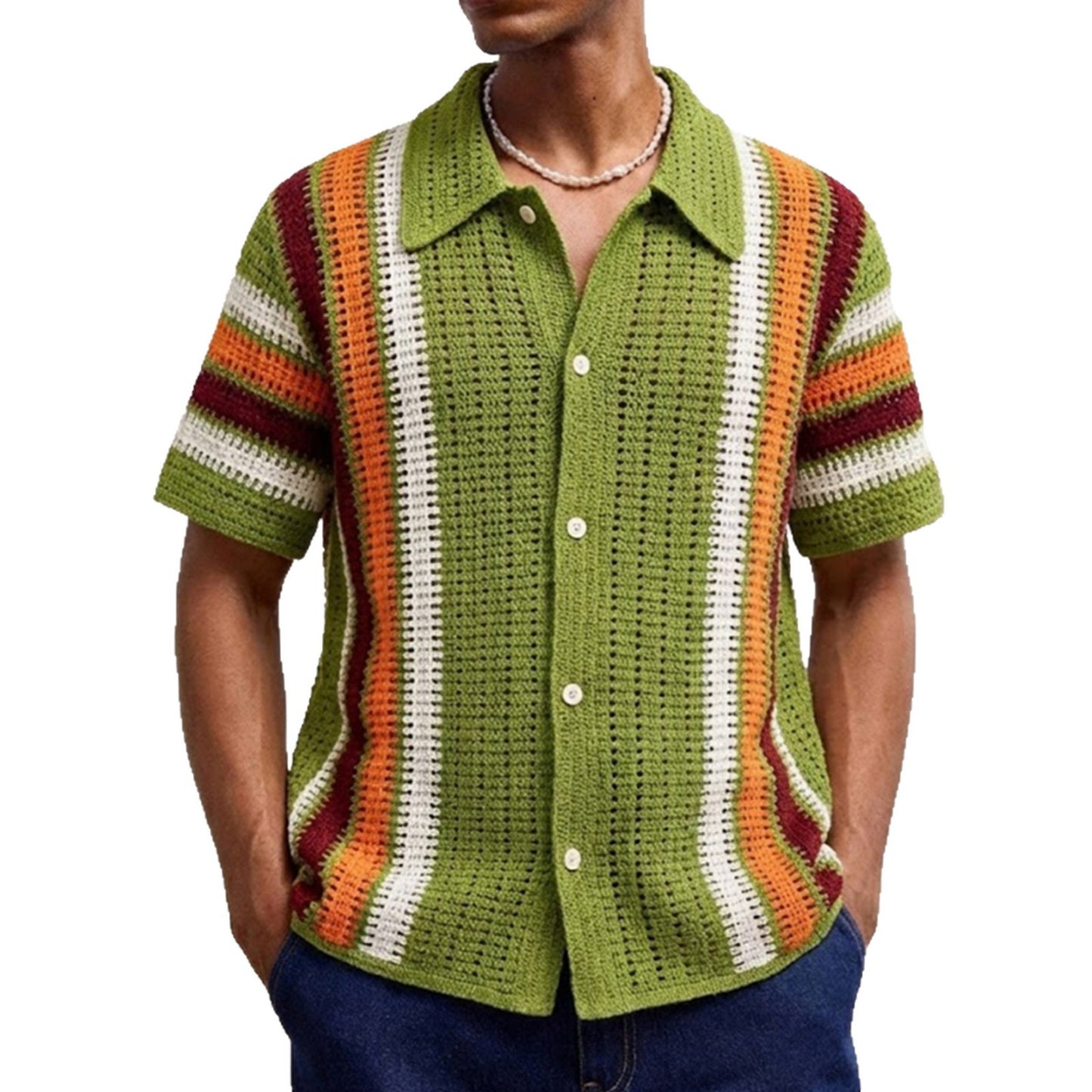 Mens Hollow-Out Crochet Knit Sweater From Europe And The US