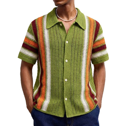 Mens Hollow-Out Crochet Knit Sweater From Europe And The US