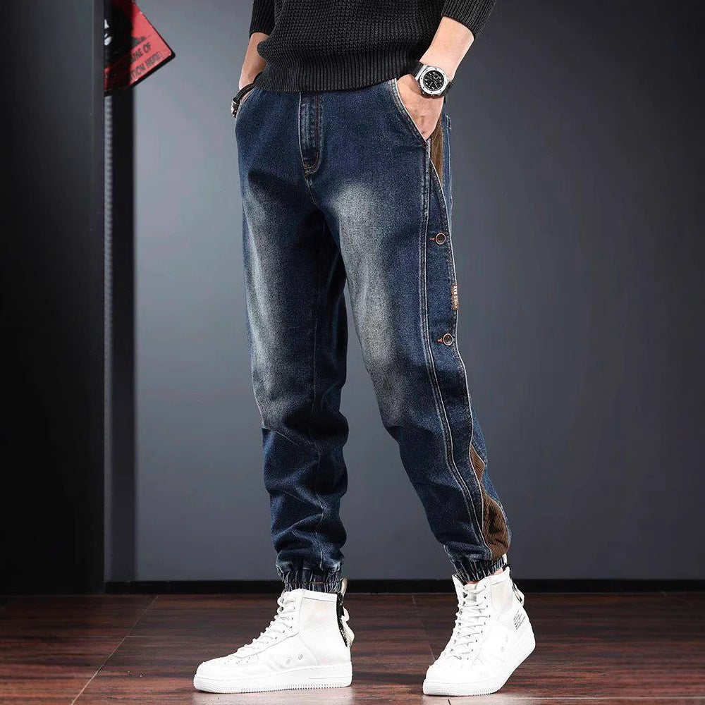 Men’s Heavy-Duty Patchwork Overalls – Casual Streetwear Work Pants