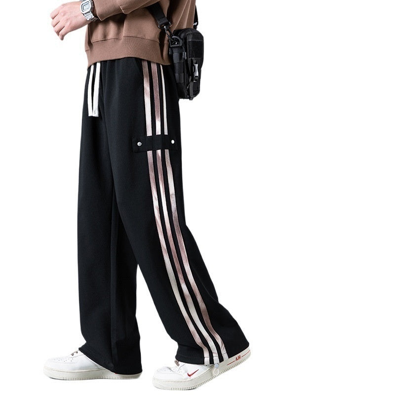 Men’s Three-Stripe Joggers – Casual Streetwear Spring Sweatpants