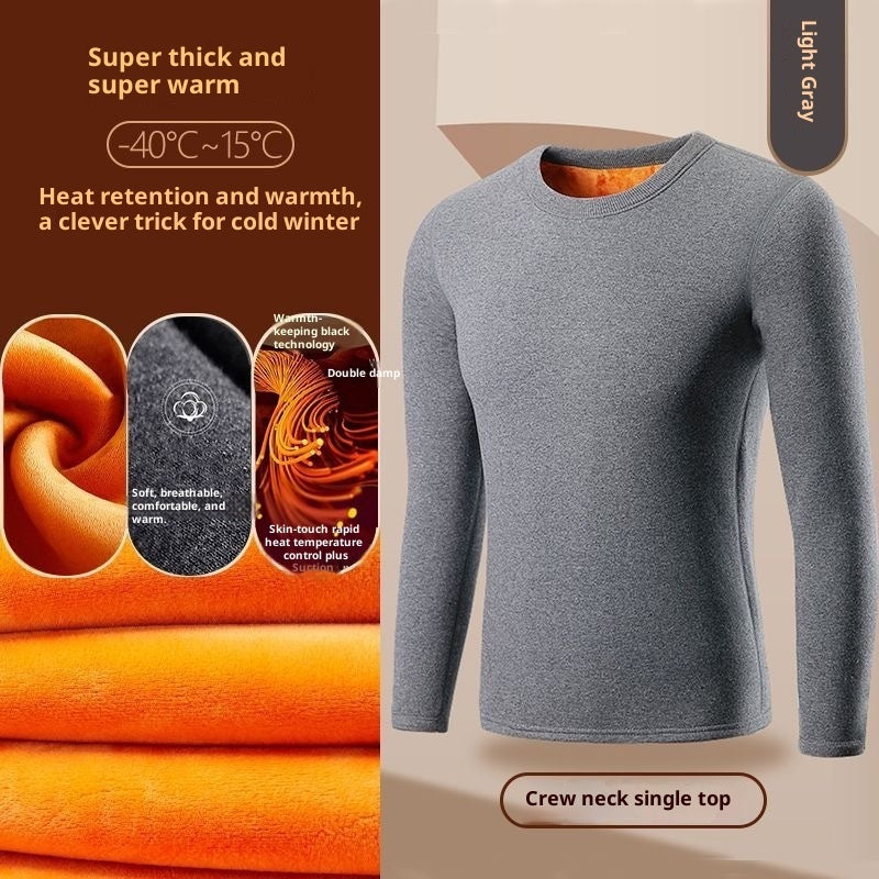 Men’s Fleece-Lined Thermal Underwear – Solid Color Warm Base Layer