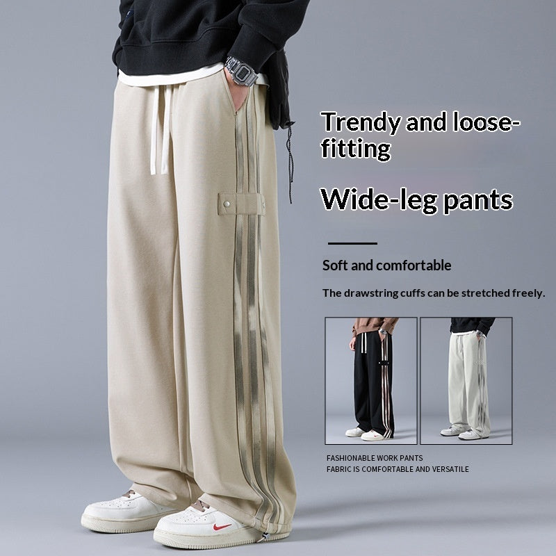 Men’s Three-Stripe Joggers – Casual Streetwear Spring Sweatpants